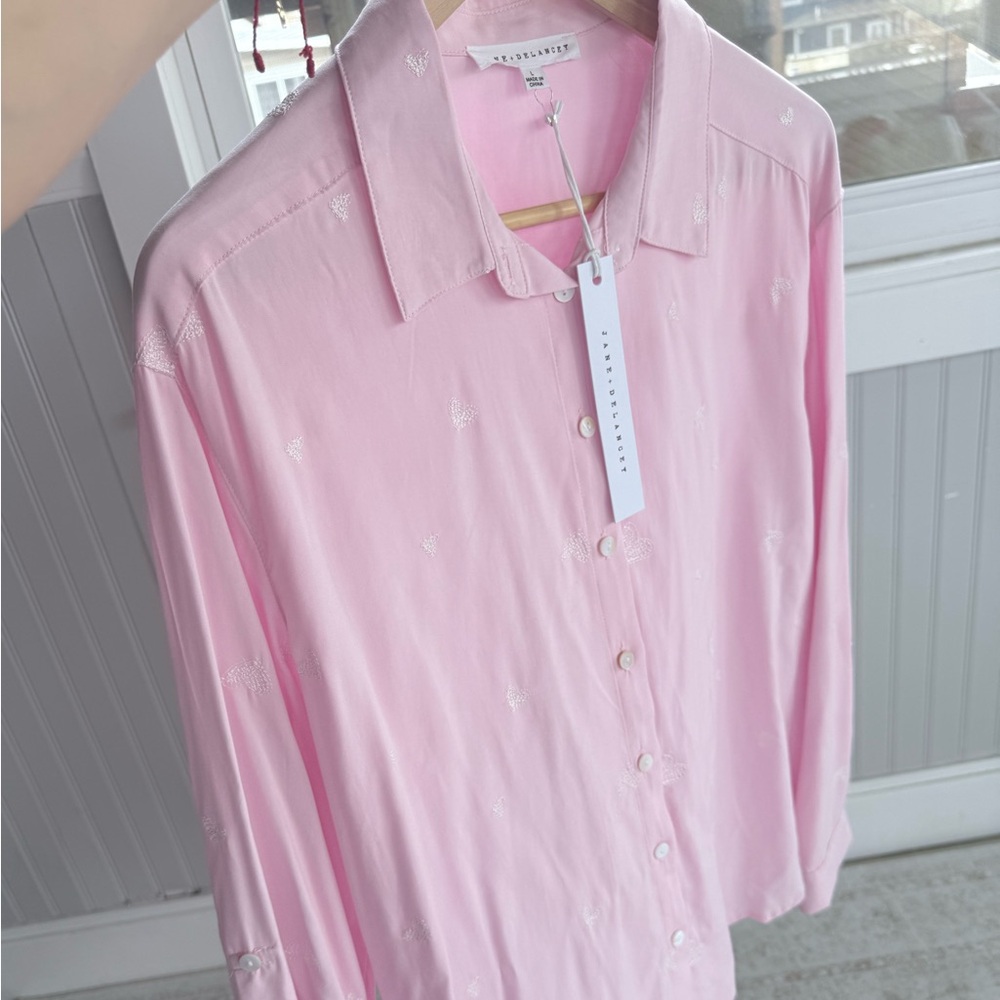 Barena Pale Pink Embroidered Casual Button-Down Shirt